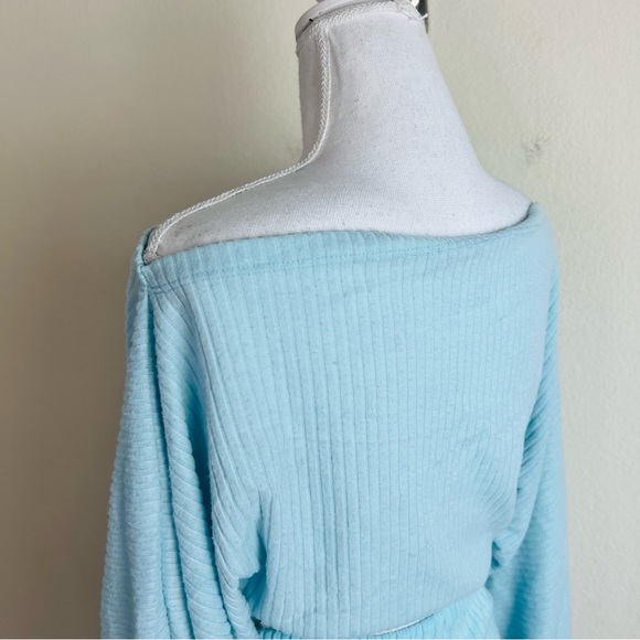 Fashion Nova Aqua Blue Ribbed Long Sleeve & Pants Set - Picture 7 of 14